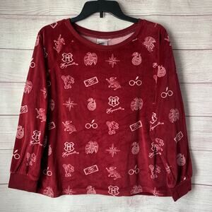Wizarding World Harry Potter Burgundy Red Pajama Top Long Sleeve Size M (8-10)